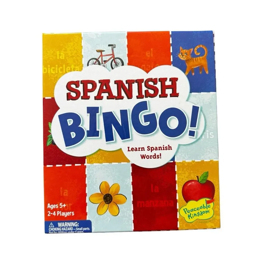 New Spanish Bingo Game By Peaceable Kingdom Language Skills Ages 5+ 2-4 Players